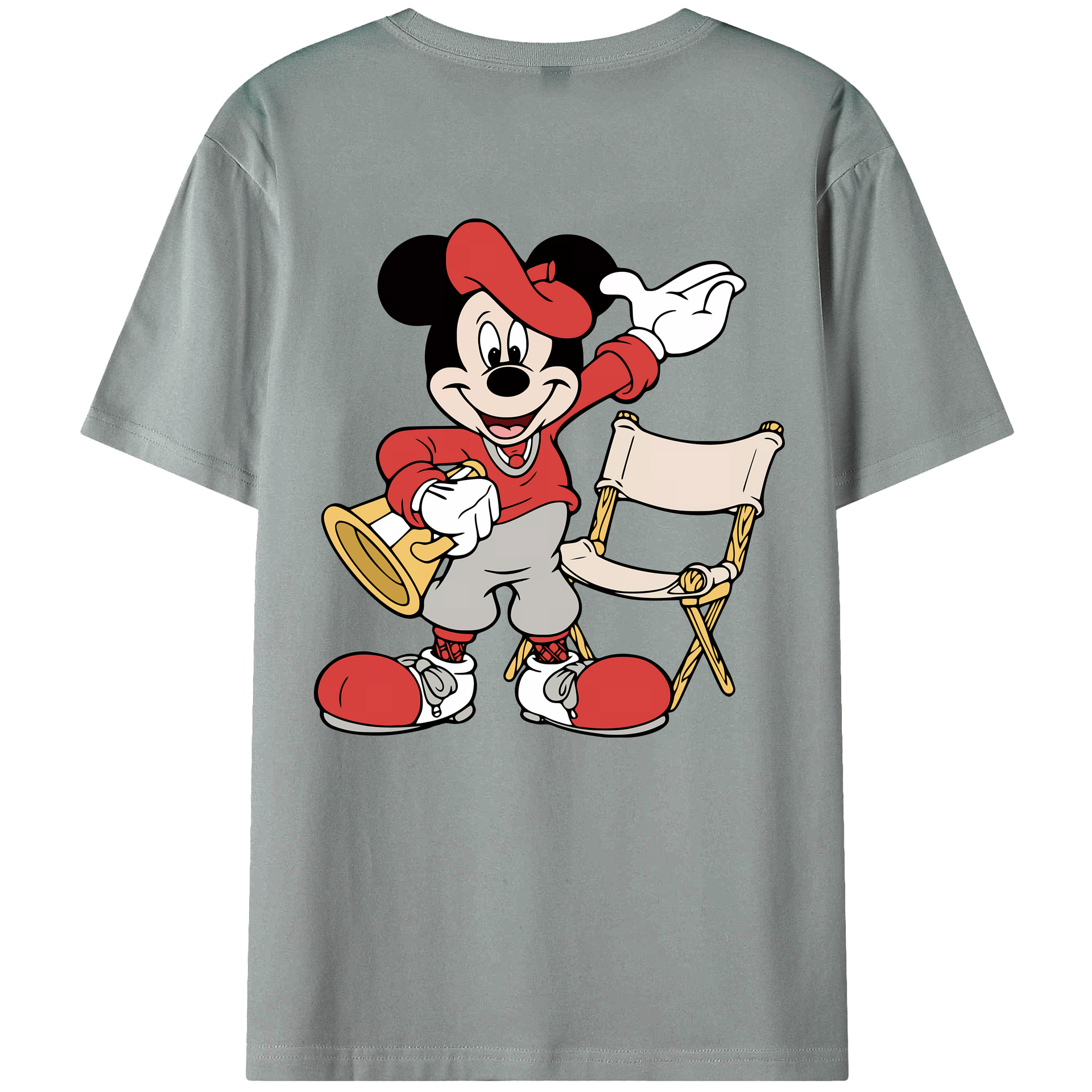 （画像用） ミッキーマウス Mickey Mouse 綿100％ メンズ半袖Tシャツ（バックプリント） 通気性